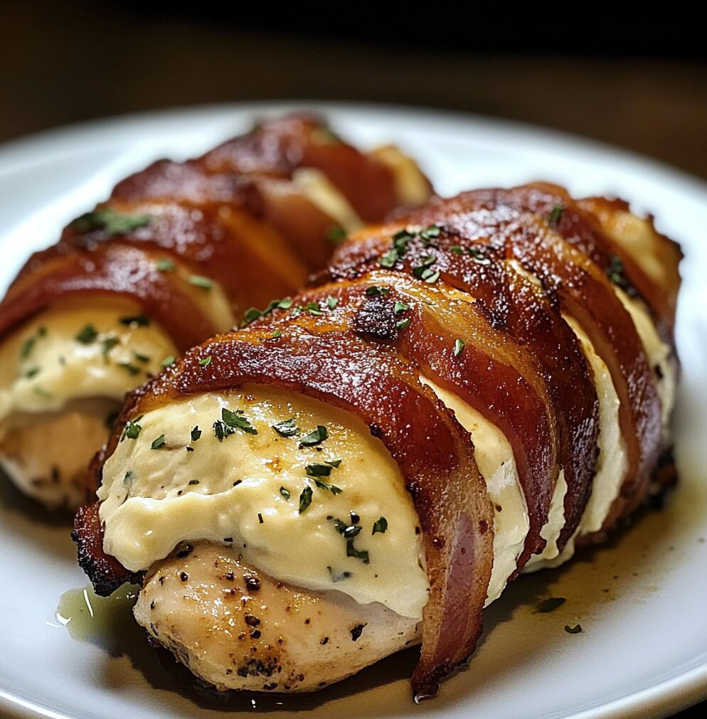 Bacon Wrapped Cream Cheese Stuffed Chicken Breast 3 Bacon Wrapped Cream Cheese Stuffed Chicken Breast