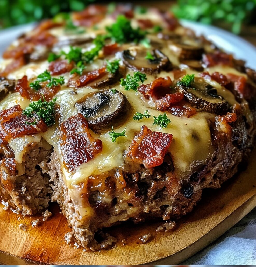 Bacon Mushroom Swiss Meatloaf Recipe