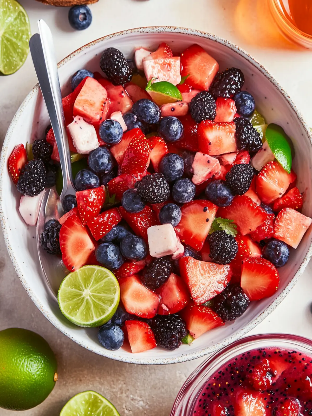 Mixed Berry Salad with Honey Lime Poppyseed Dressing