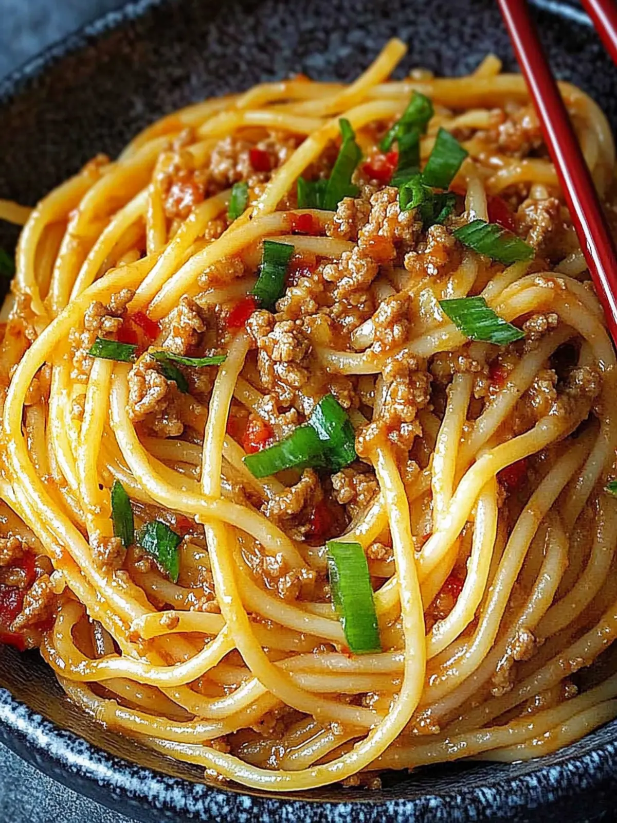 Asian-Style Ground Beef Spaghetti