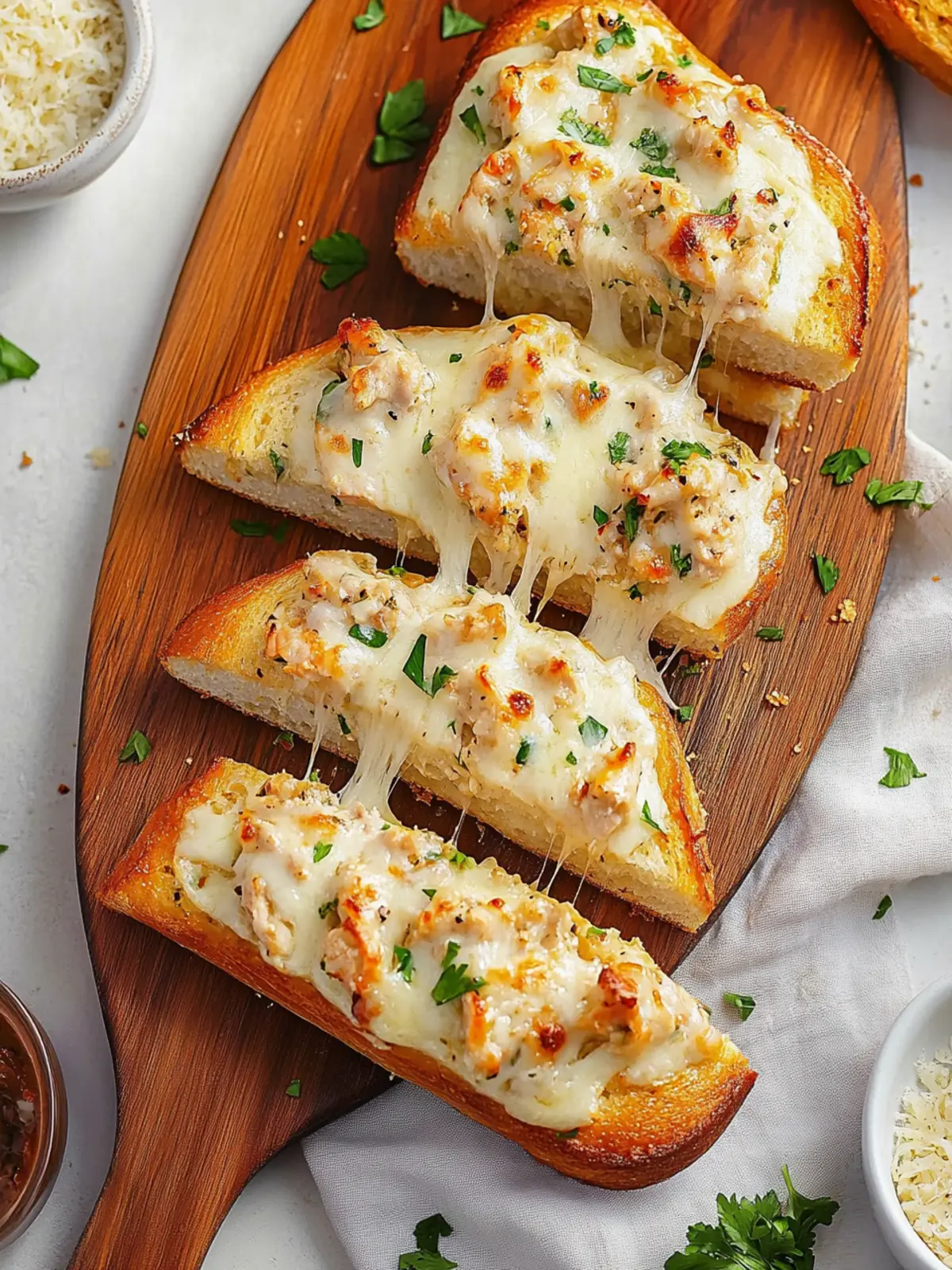 Viral Chicken Alfredo Garlic Bread