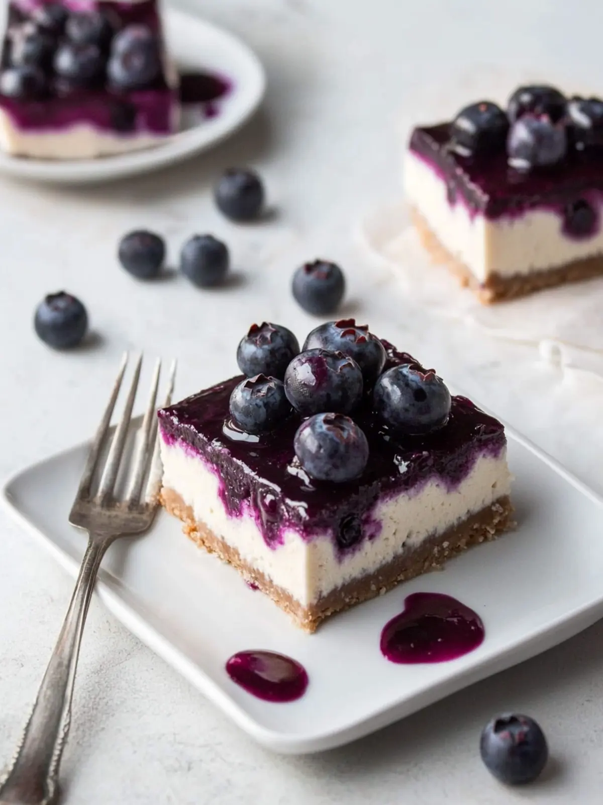 Keto No-Bake Blueberry Cheesecake Bars