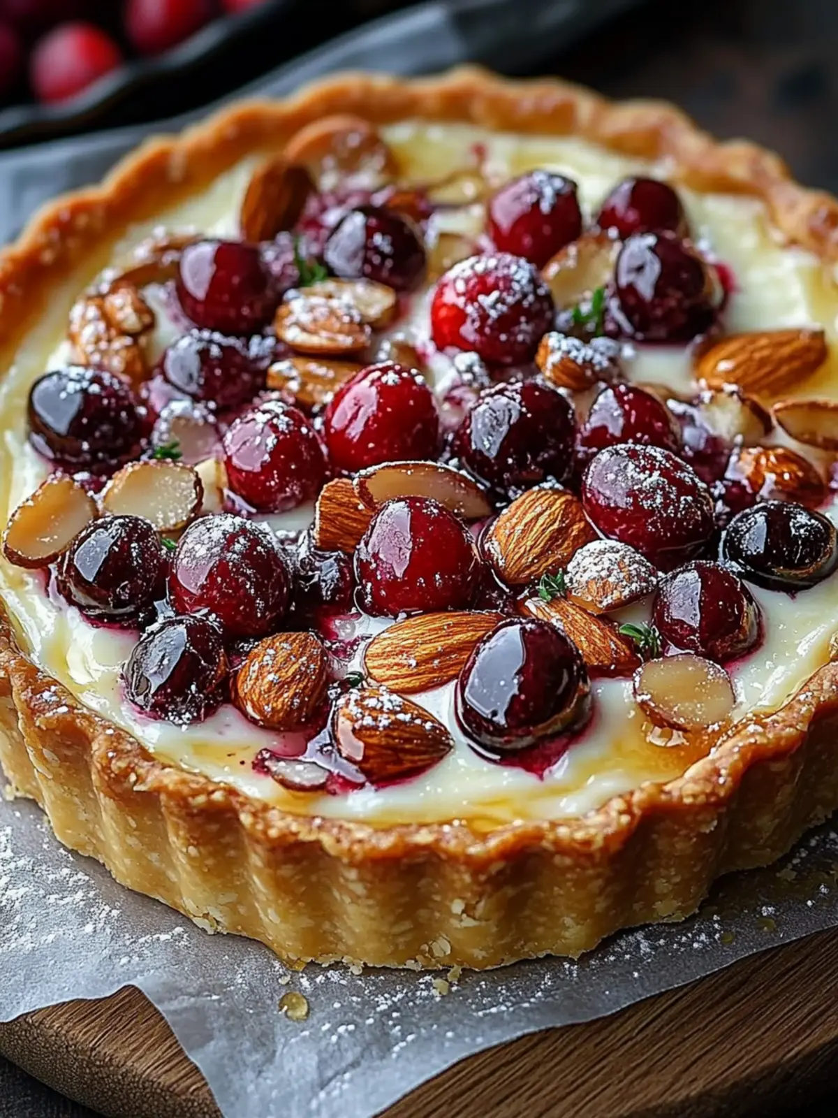 Cranberry Almond Ricotta Tart with a Honey Glaze