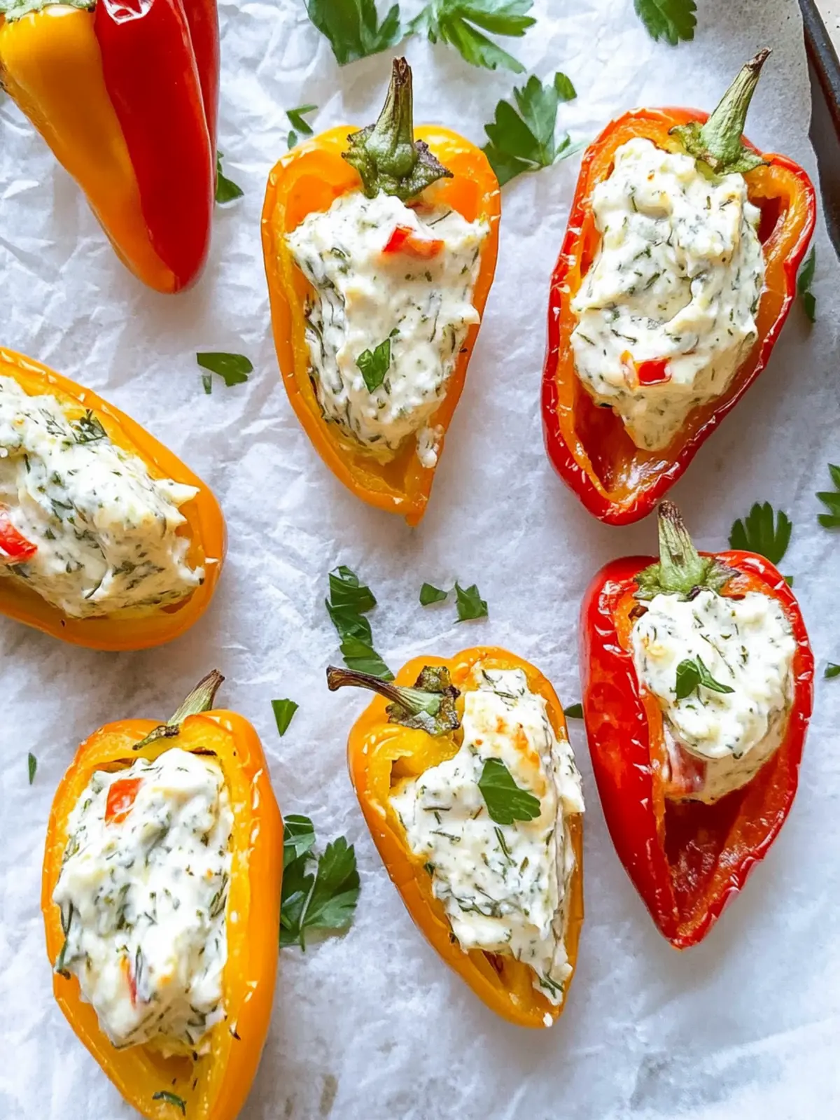 Herb Cream Cheese Stuffed Mini Peppers