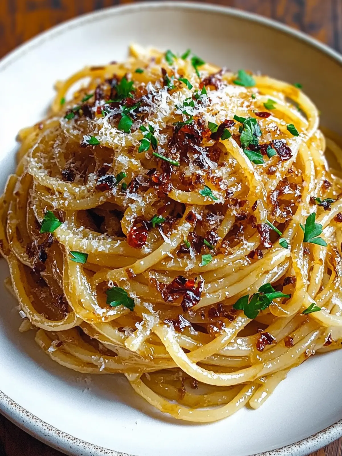 Caramelized Onion Pasta with Chilli Oil