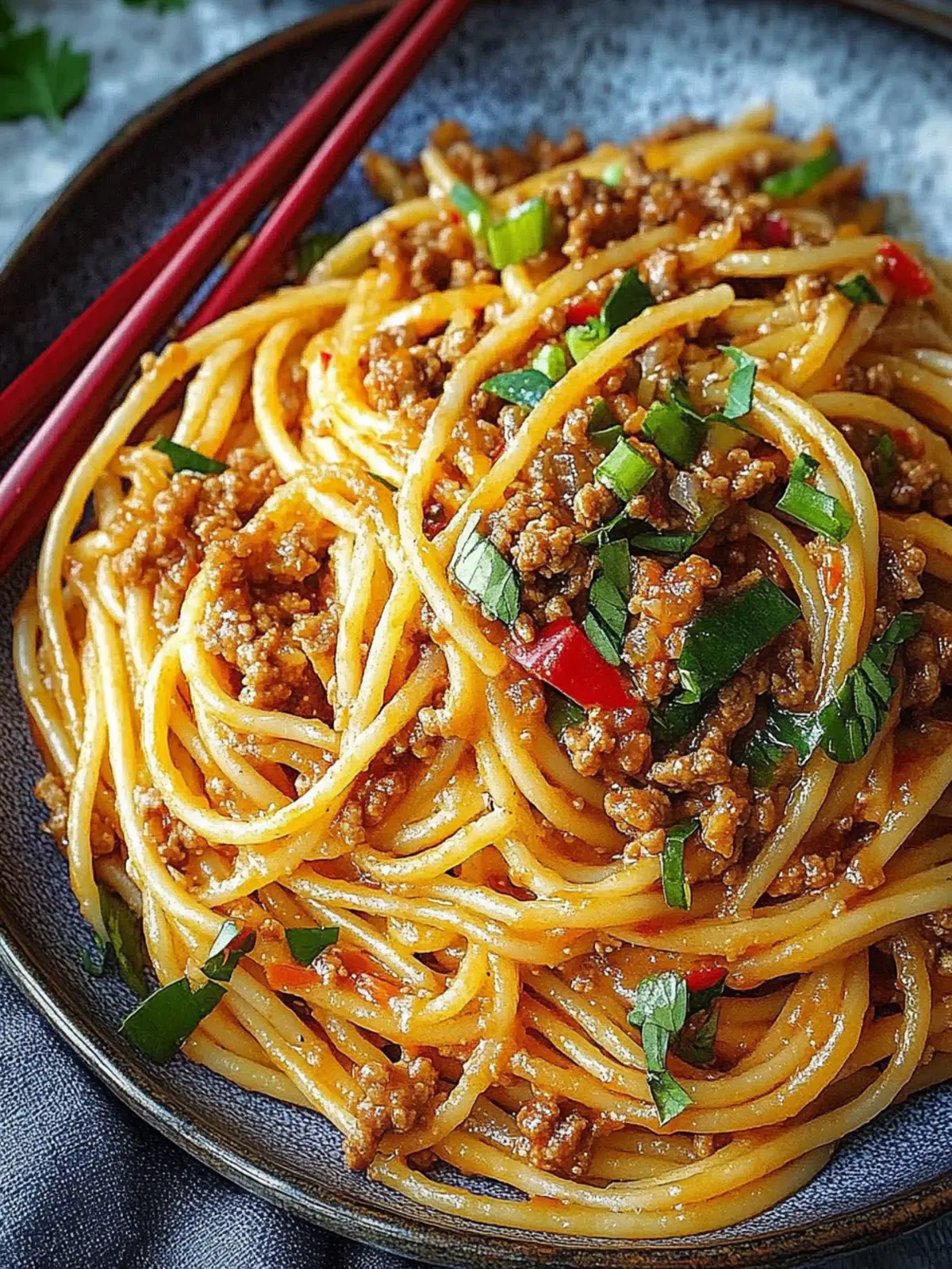Asian-Style Ground Beef Spaghetti