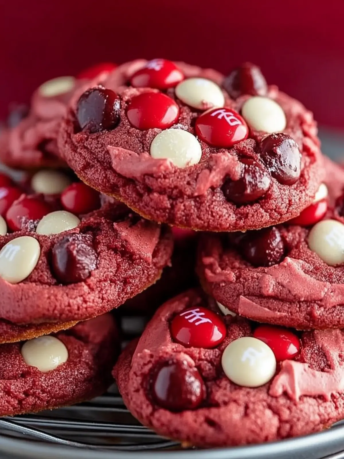 Red Velvet M&M Cake Mix Cookies
