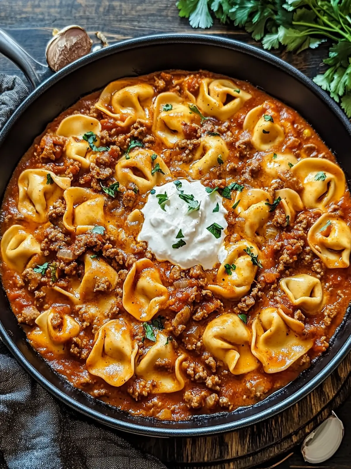 Irresistible Cheesy Beef Enchilada Tortellini