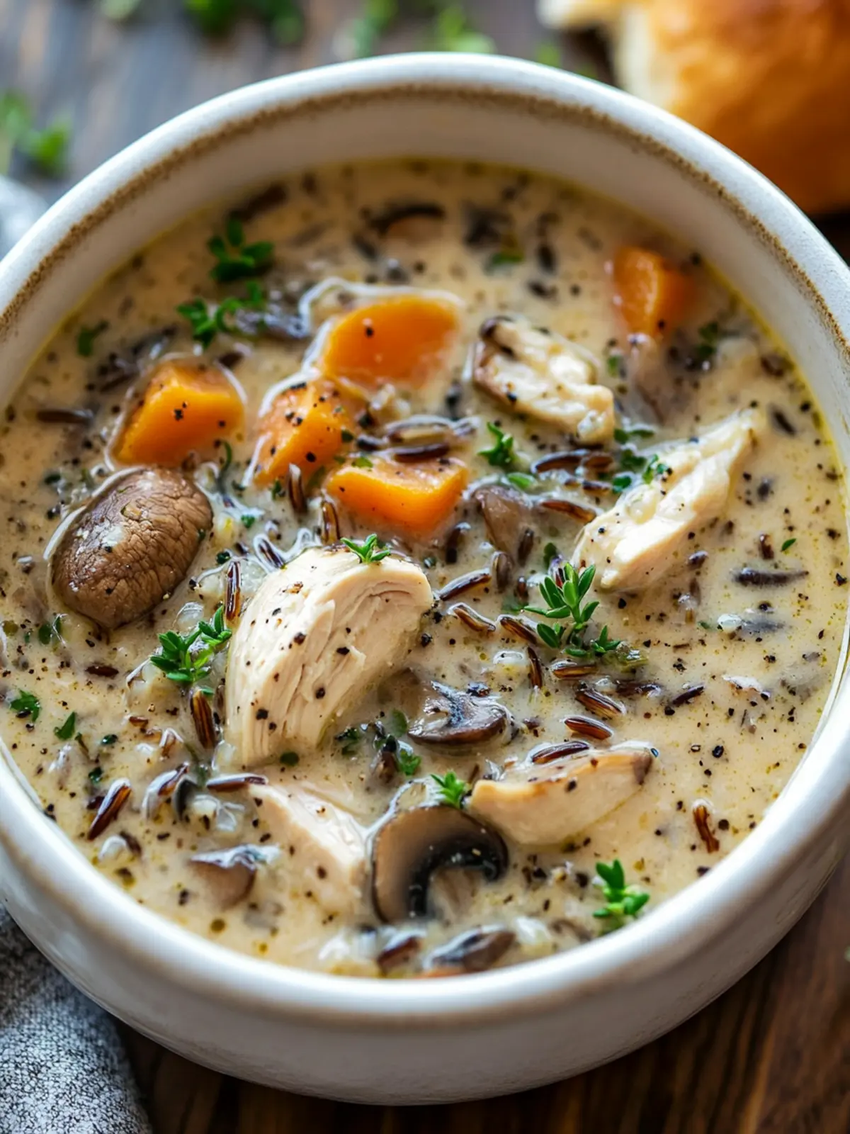 Creamy Mushroom Chicken and Wild Rice Soup