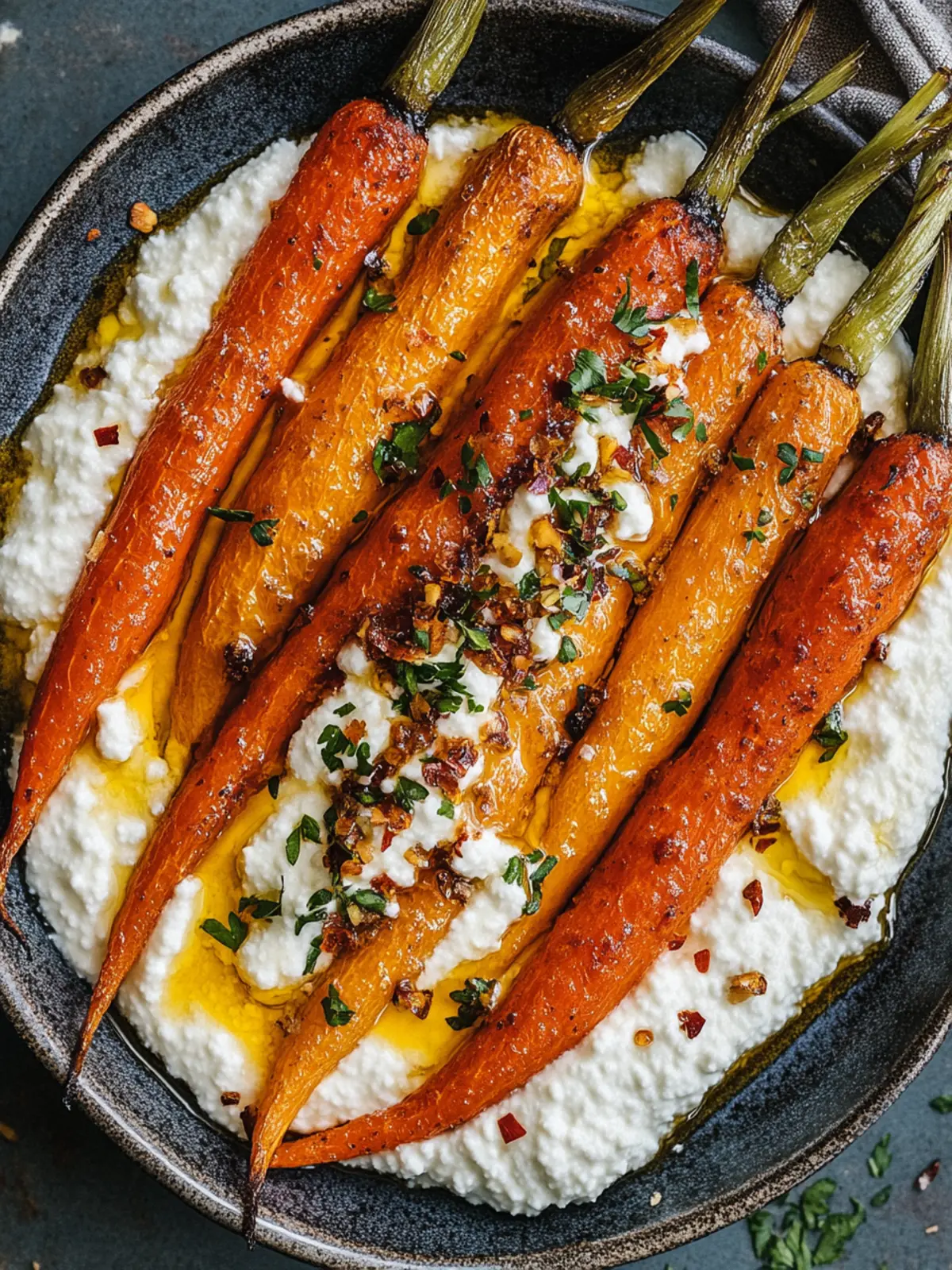 Roasted Carrots with Whipped Ricotta & Hot Honey