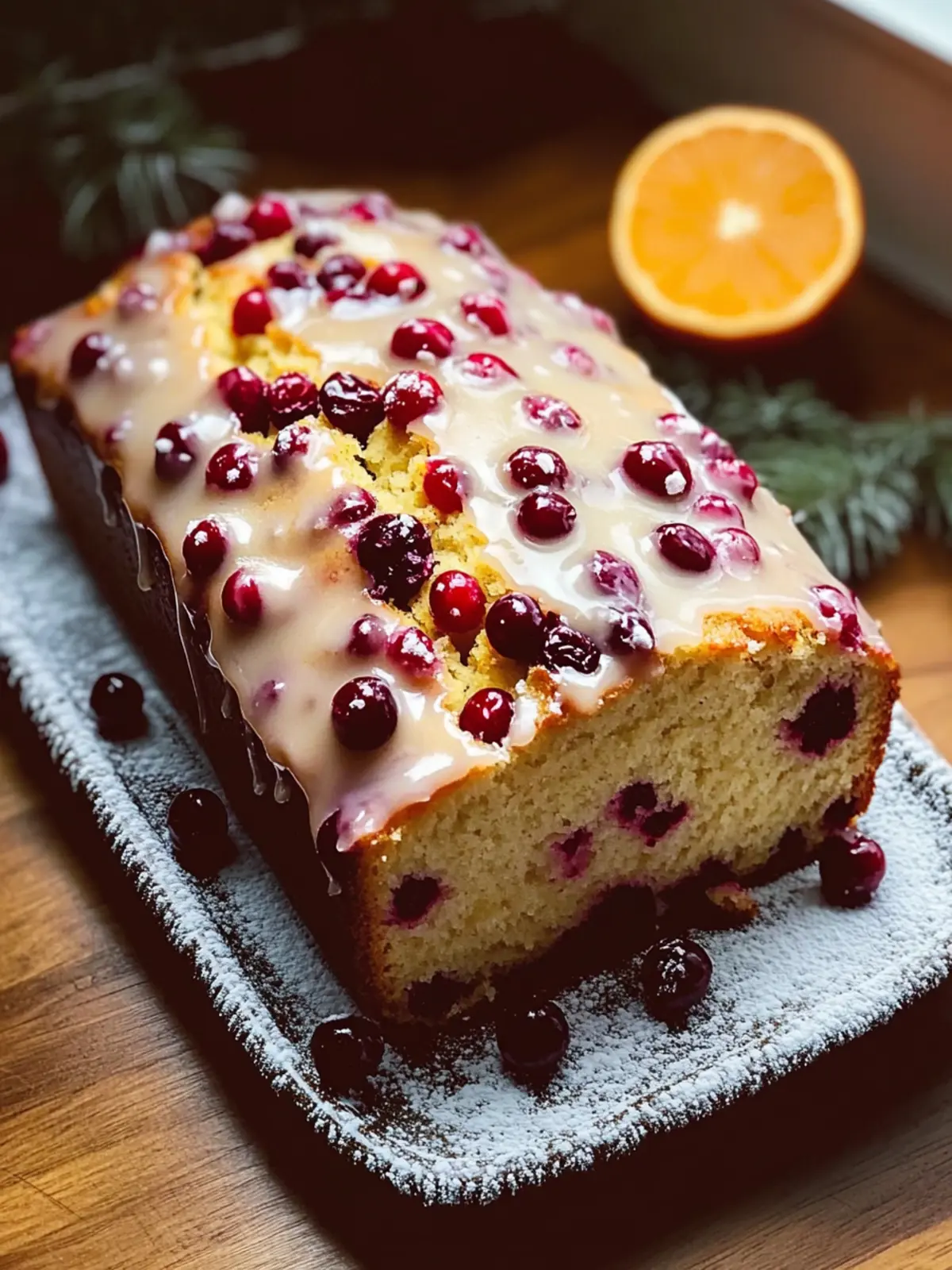 Cranberry Orange Bread with Glaze