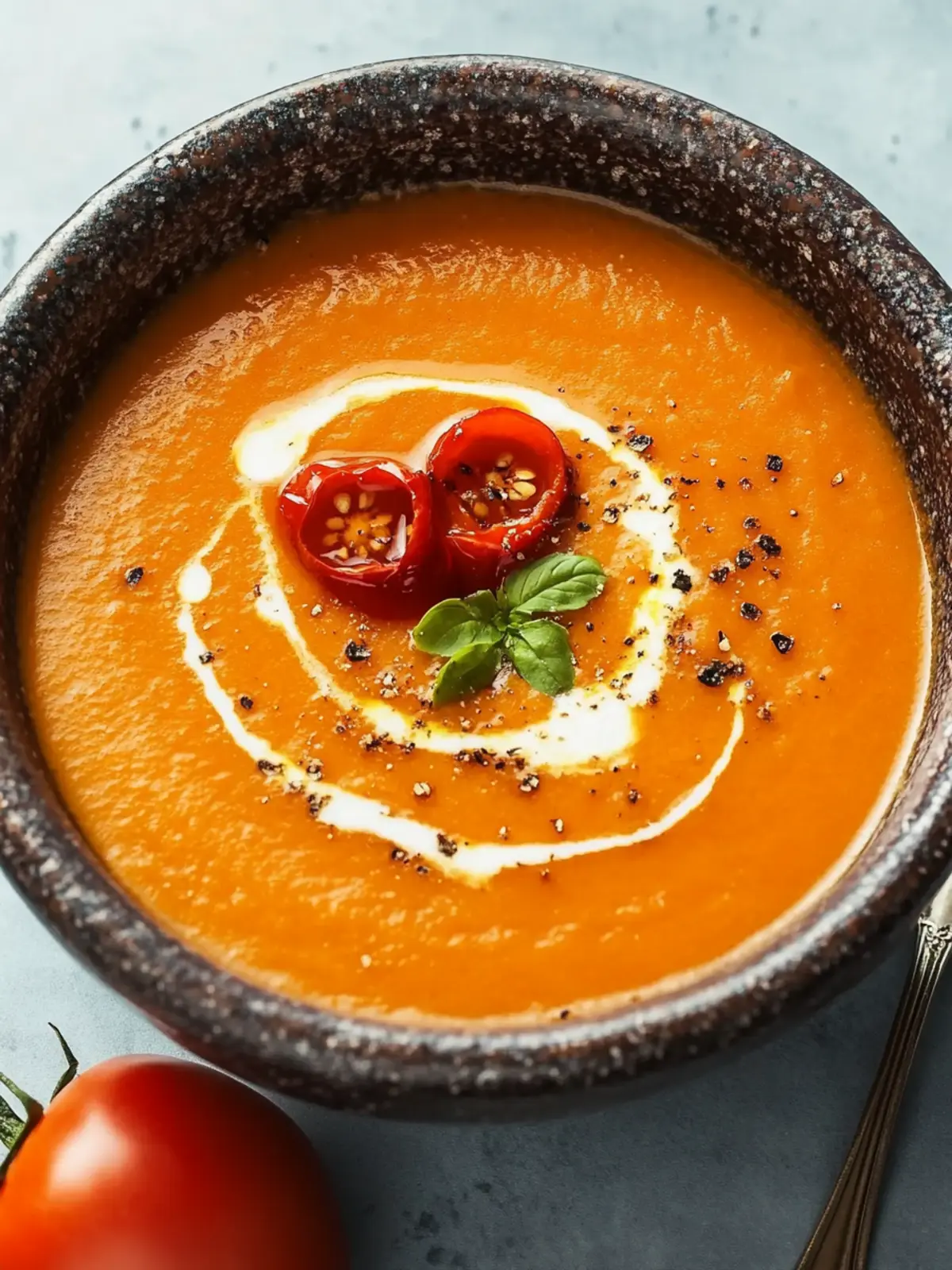 Creamy Tomato Soup with Roasted Red Pepper
