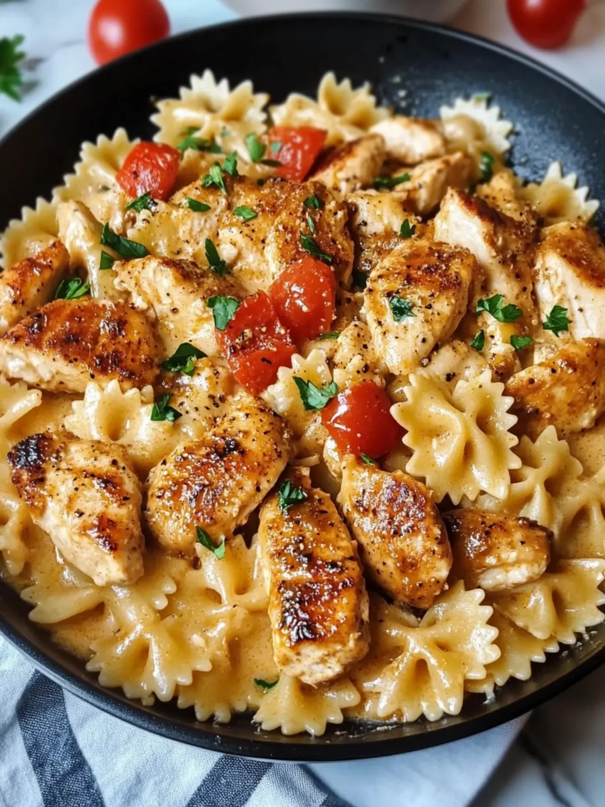 Creamy Cajun Chicken Bowtie Pasta Skillet