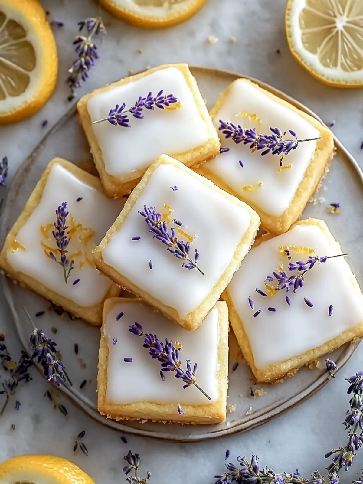 Iced Lemon Lavender Shortbread Cookies