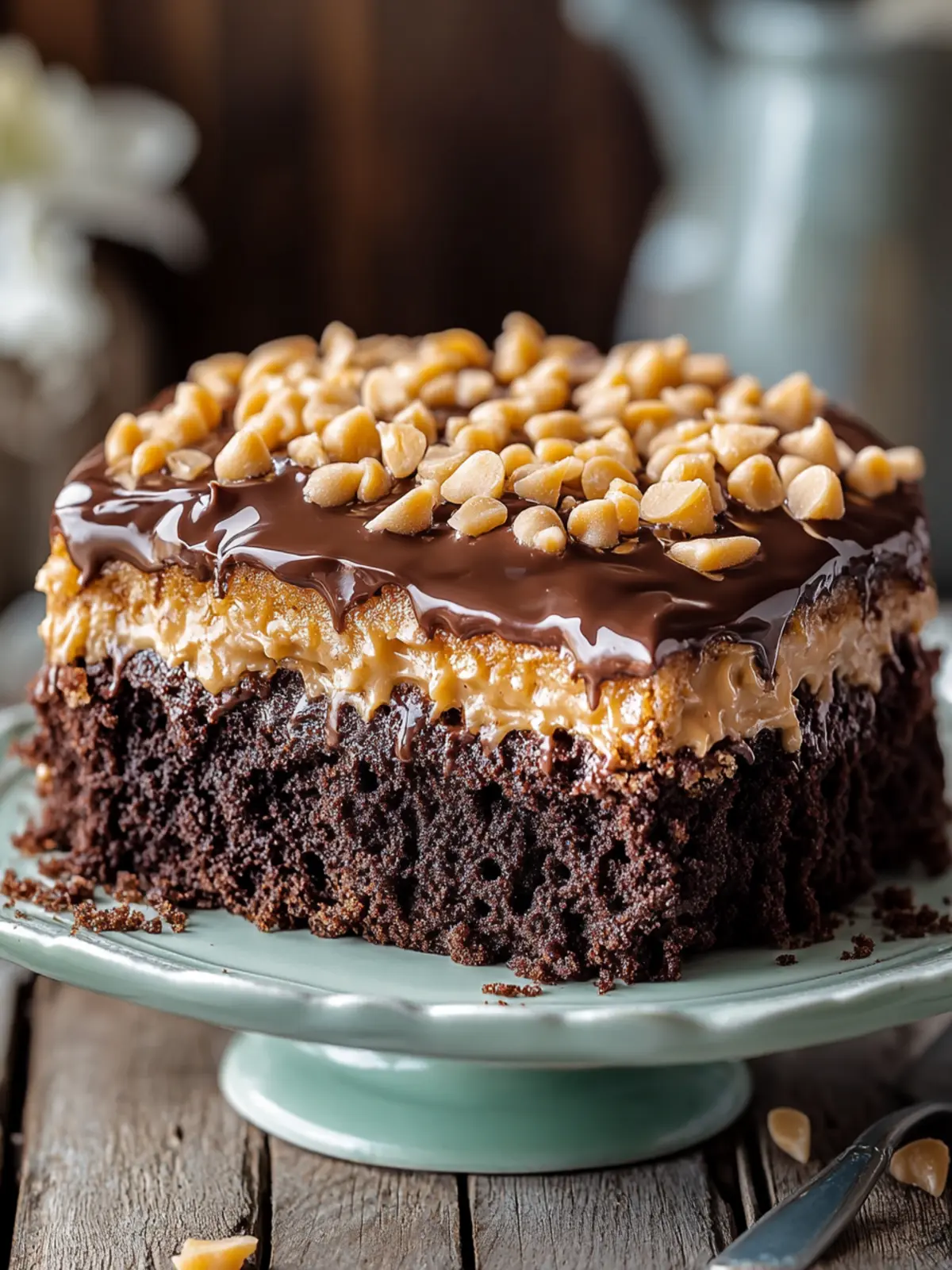 German Chocolate Poke Cake Steals Hearts