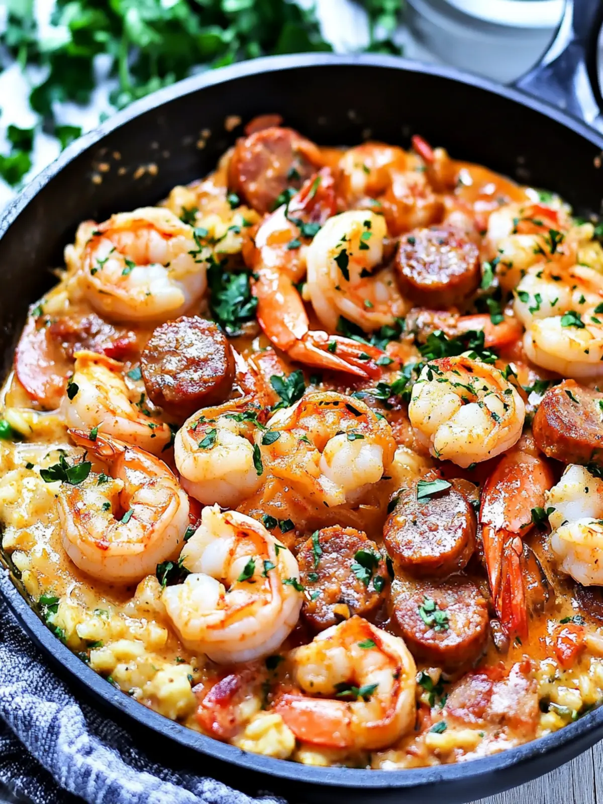 Creamy Spicy Keto Shrimp and Sausage Skillet