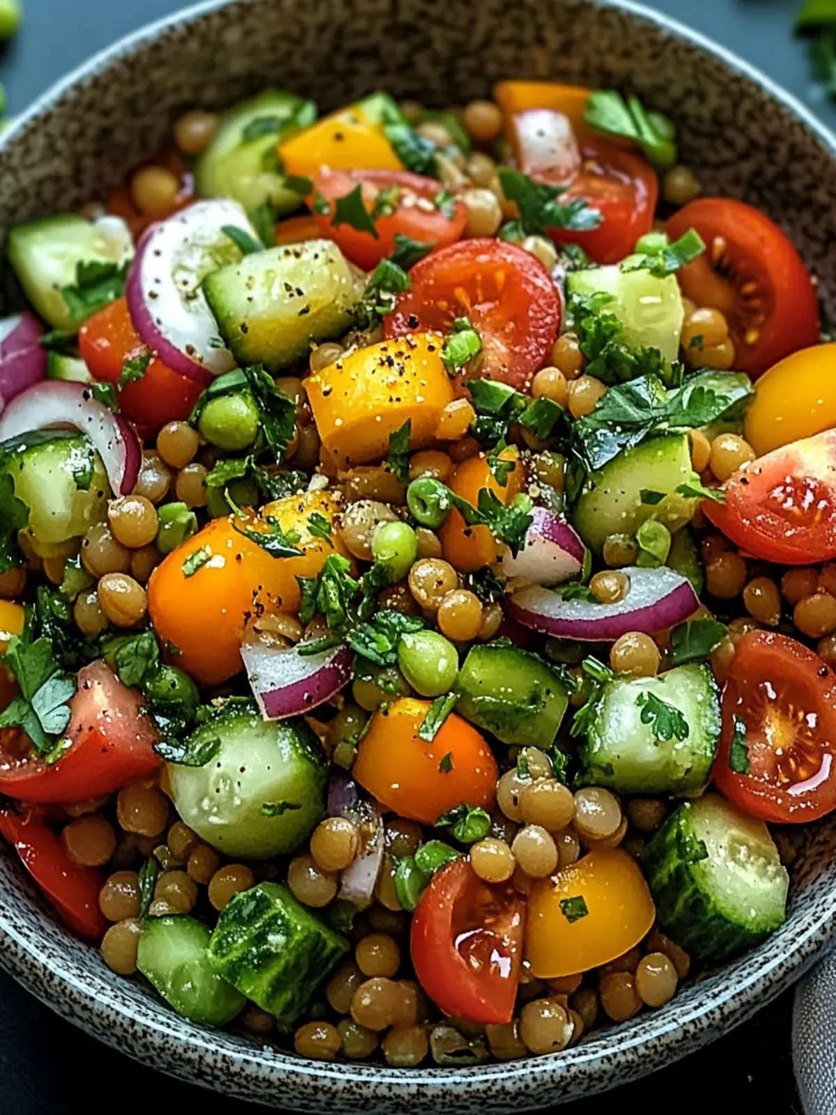 Crisp & Colorful Cold Lentil & Veggie Salad