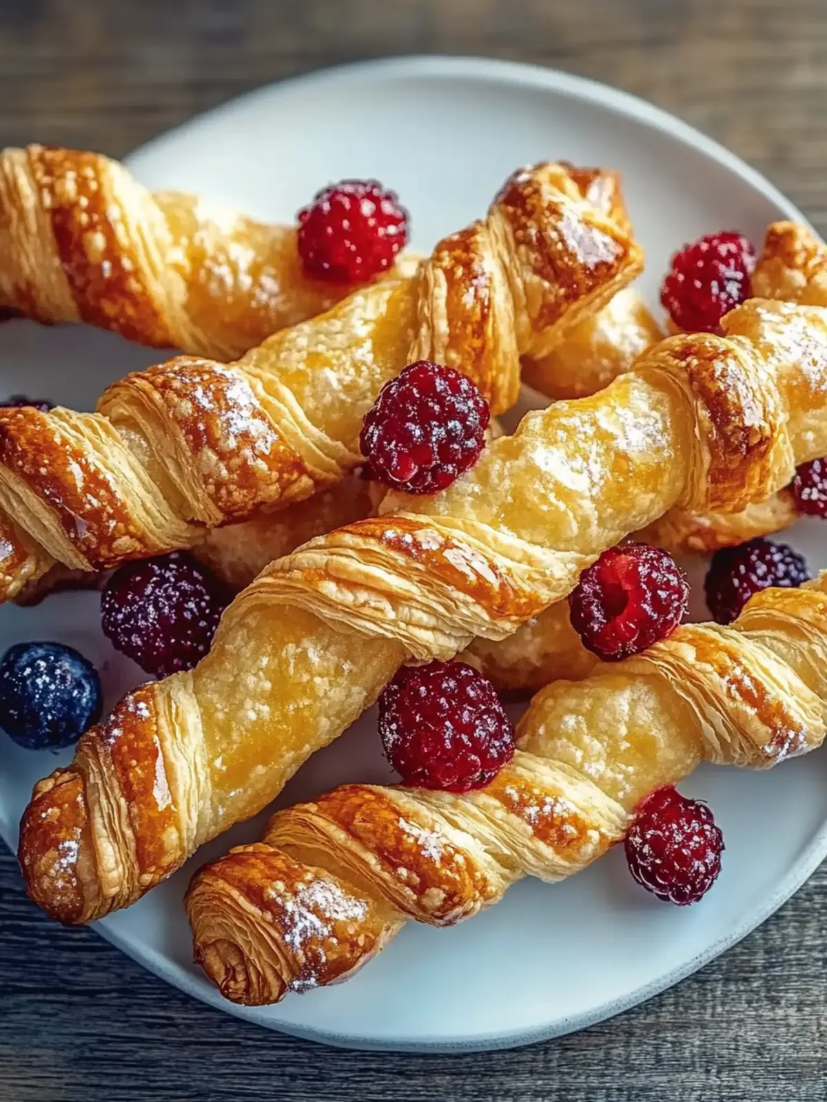 Golden Flaky Berry Puff Pastry Twists with Sweet Glaze