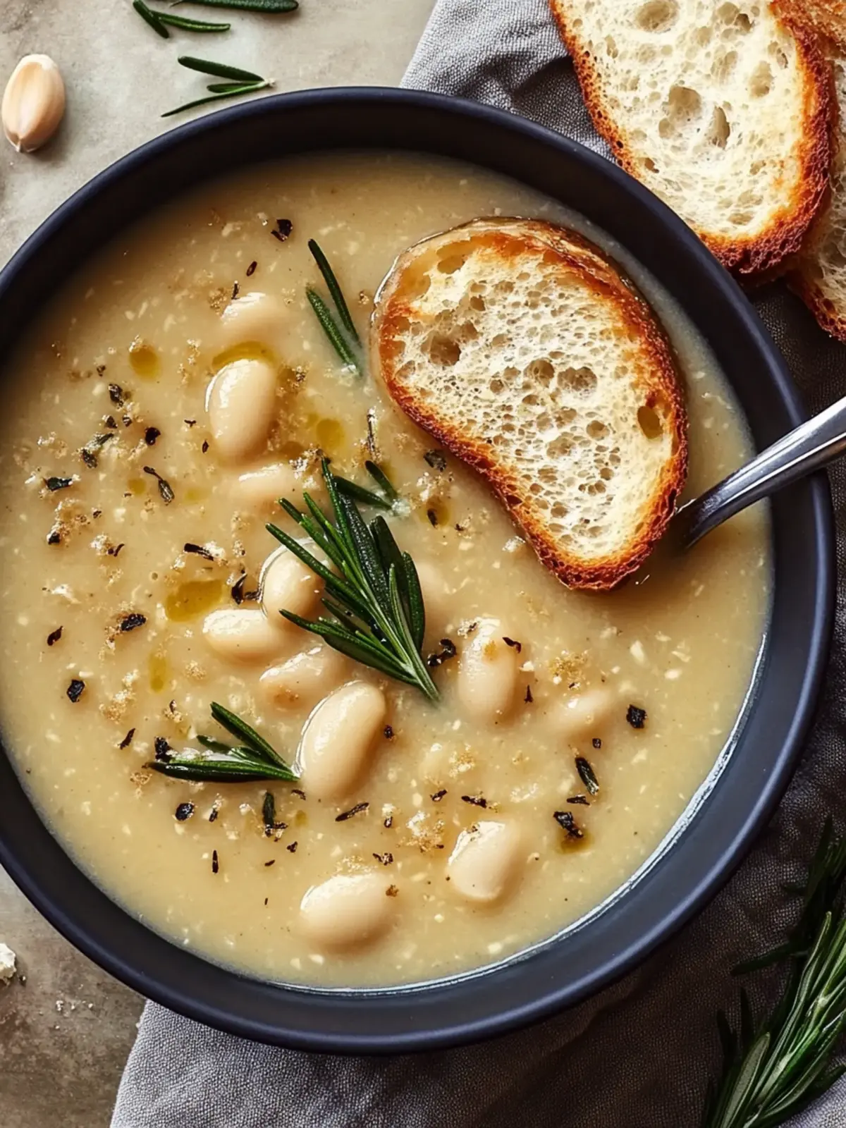 Cozy Rosemary & Garlic White Bean Soup