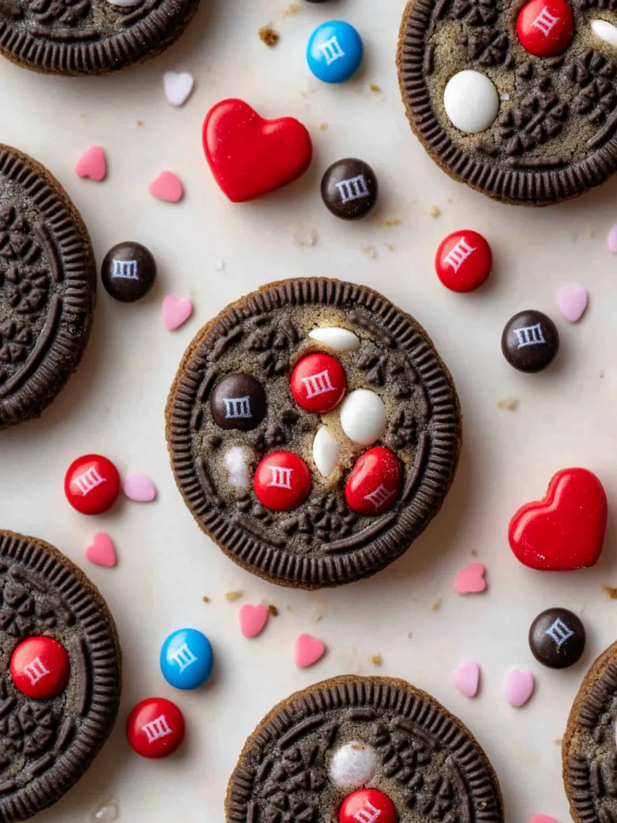 Valentine's day Oreo M&m's cookies