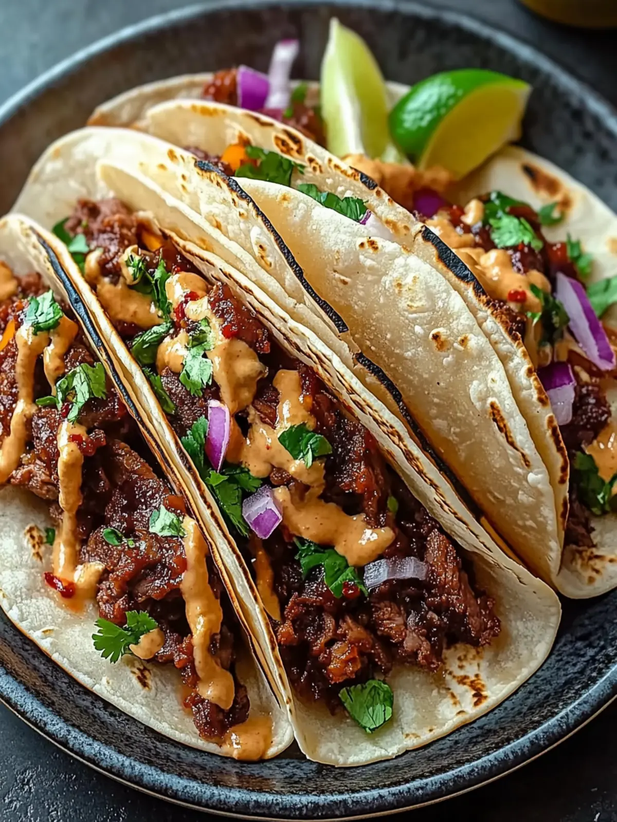 Garlic Butter Honey BBQ Beef Tacos