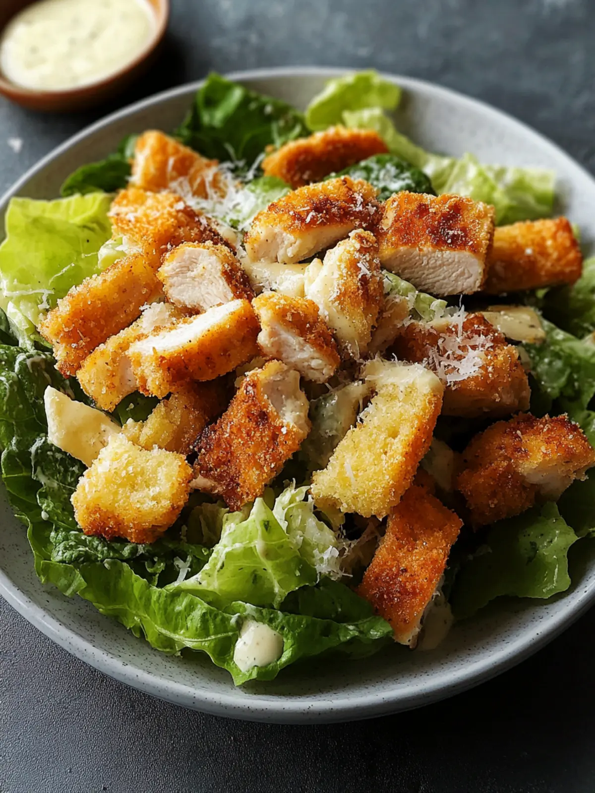 CRISPY CHICKEN CAESAR SALAD & CHIPS