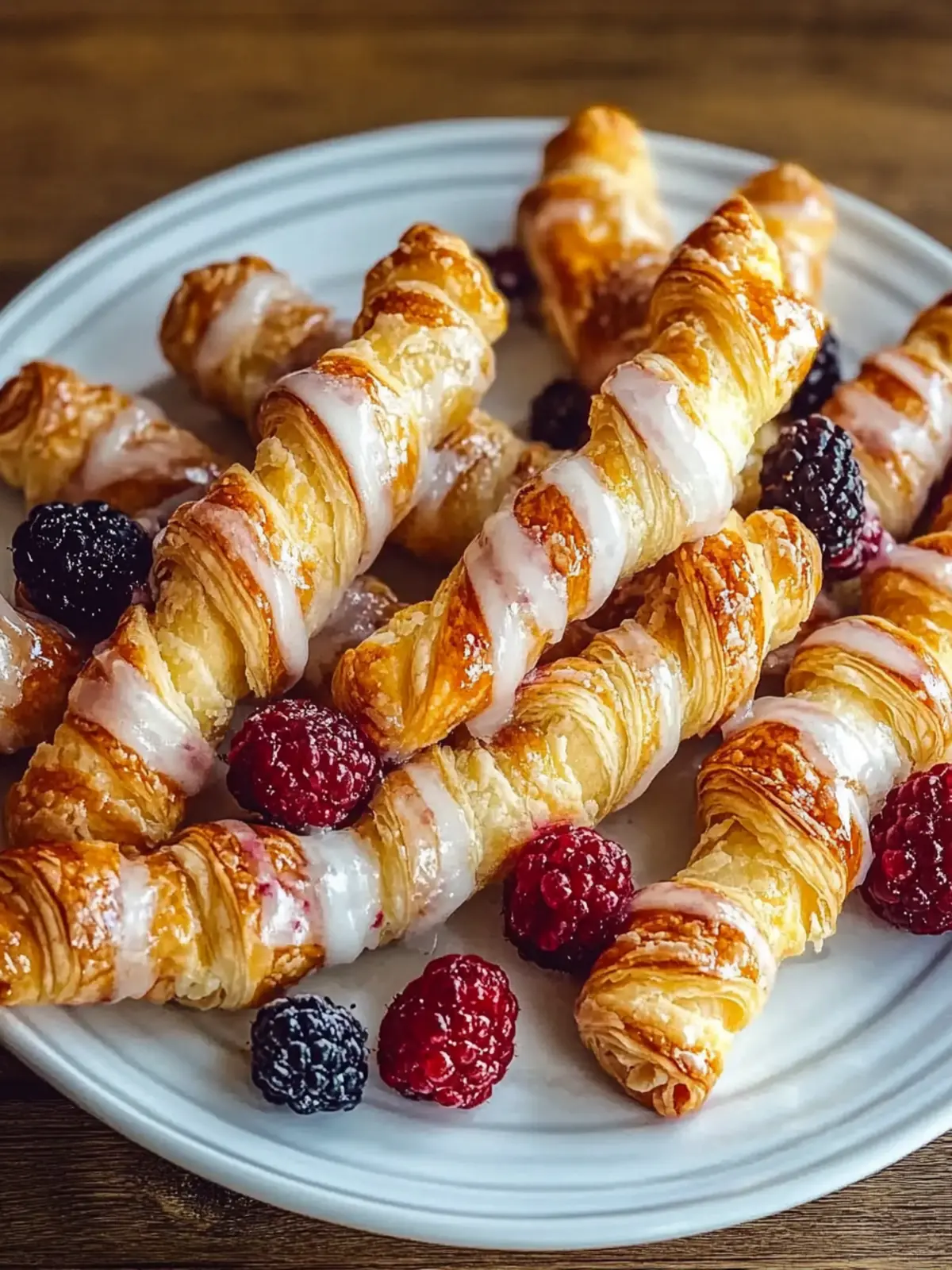 Golden Flaky Berry Puff Pastry Twists with Sweet Glaze