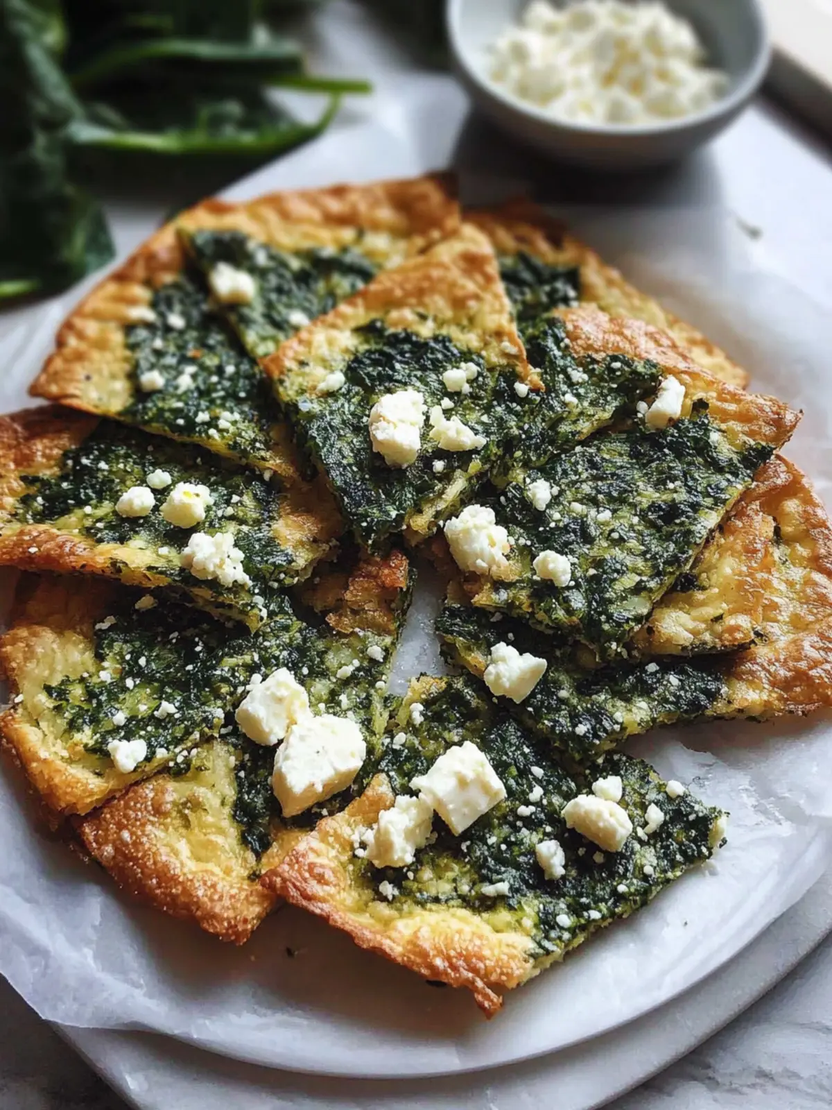 Mediterranean Spinach and Feta Cheese Crisps