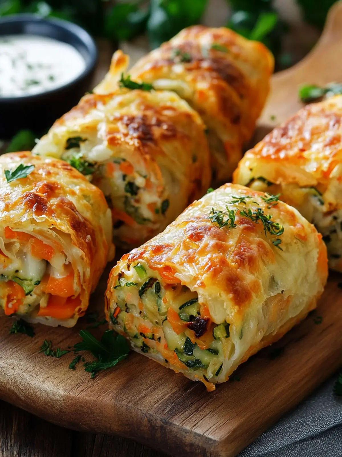 Cheesy Baked Vegetable Rolls