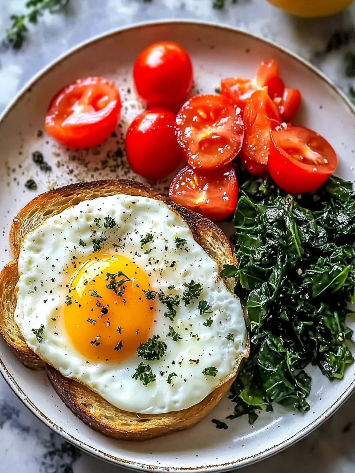 Savory Breakfast Plate with Soft Eggs, Toast & Greens Recipe