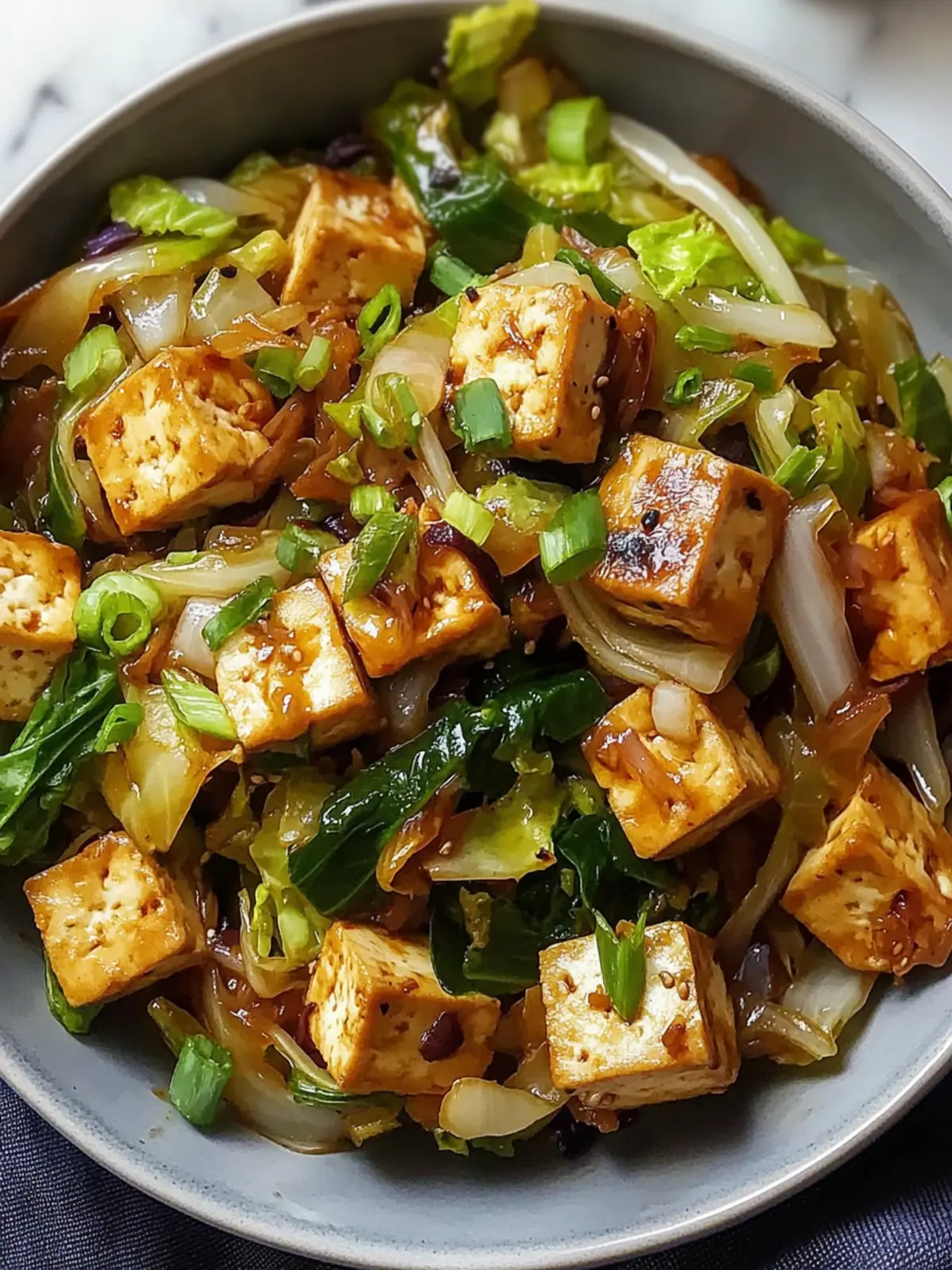 Stir-Fried Tofu and Cabbage