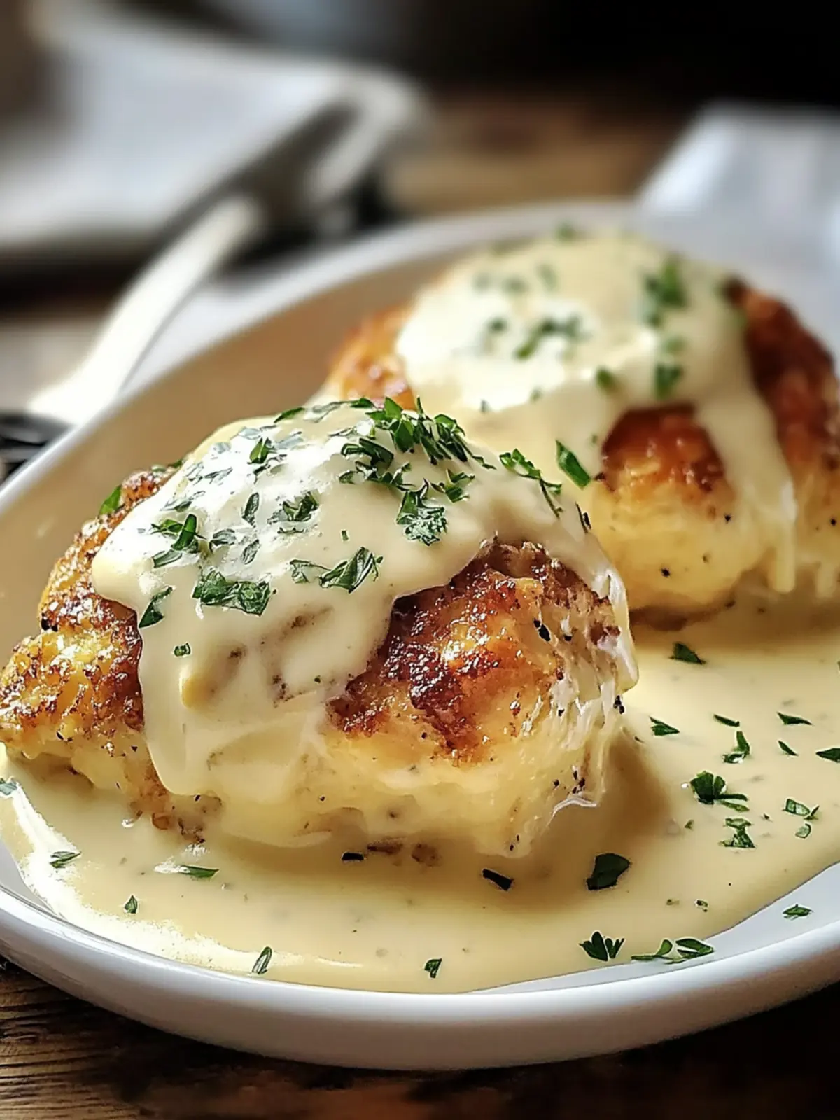 Chicken Pillows with Creamy Parmesan Sauce