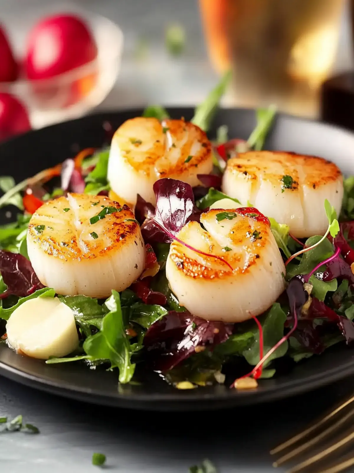 Pan Seared Scallops Romantic Dinner Salad