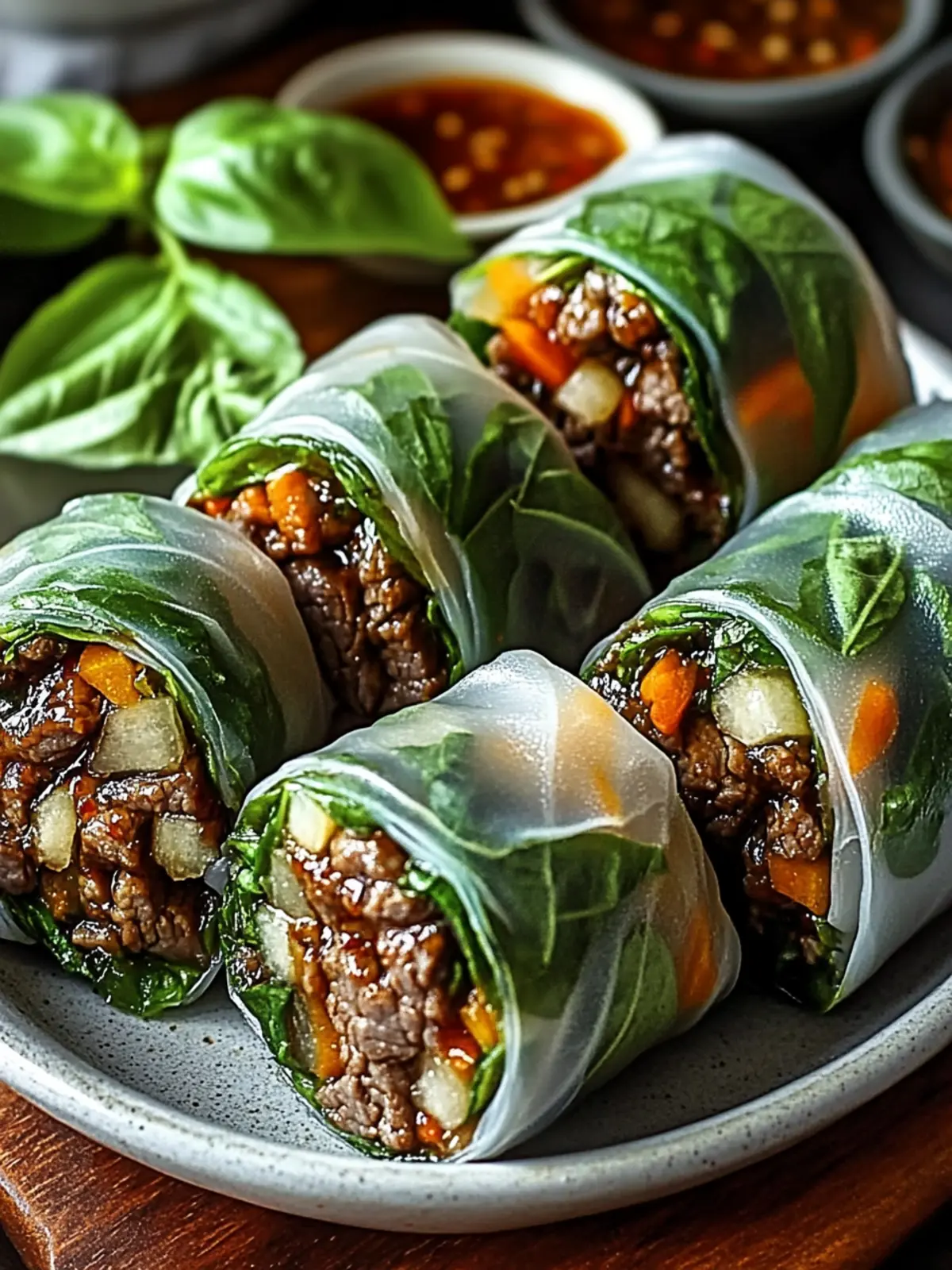 Thai Basil Beef Rolls Wraps