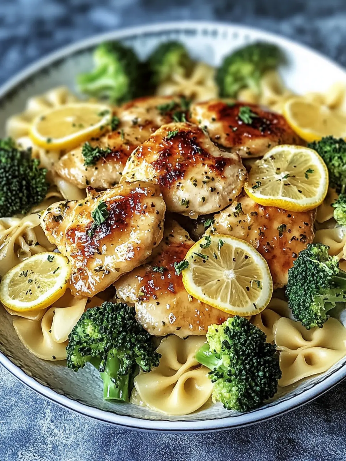 Cowboy Butter Lemon Bowtie Chicken with Broccoli