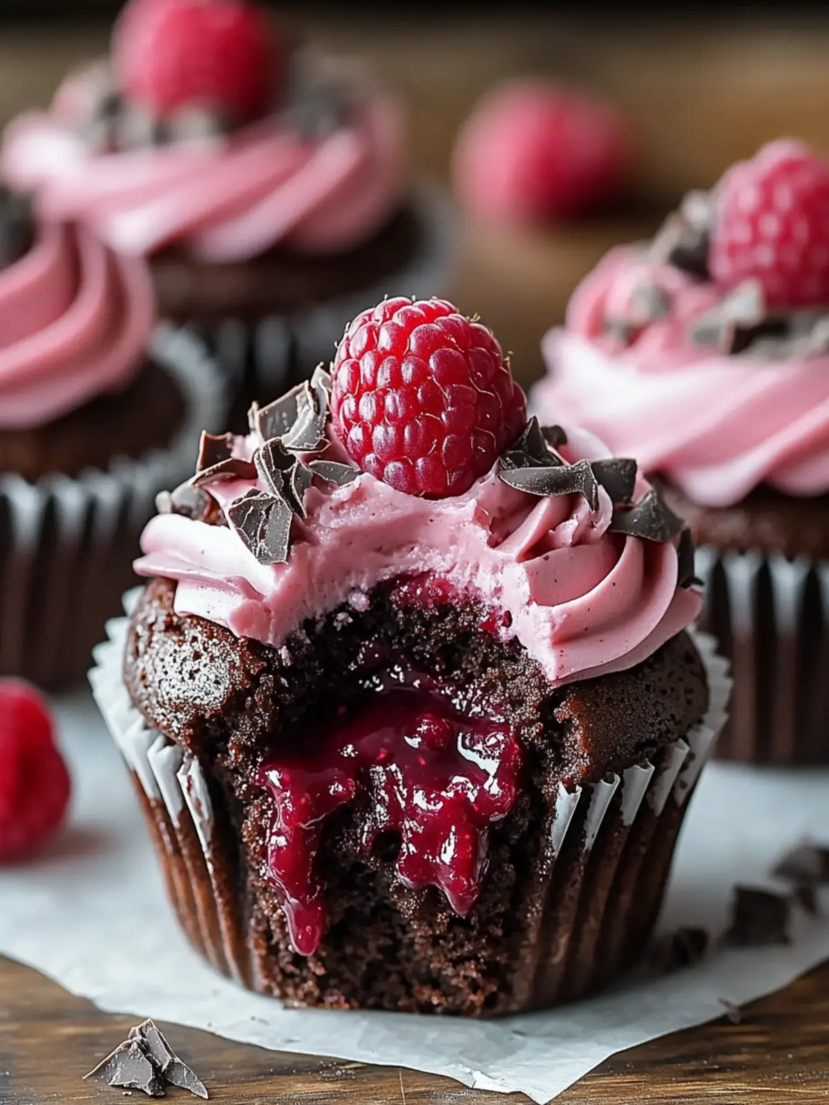 Raspberry Chocolate Lava Cupcakes