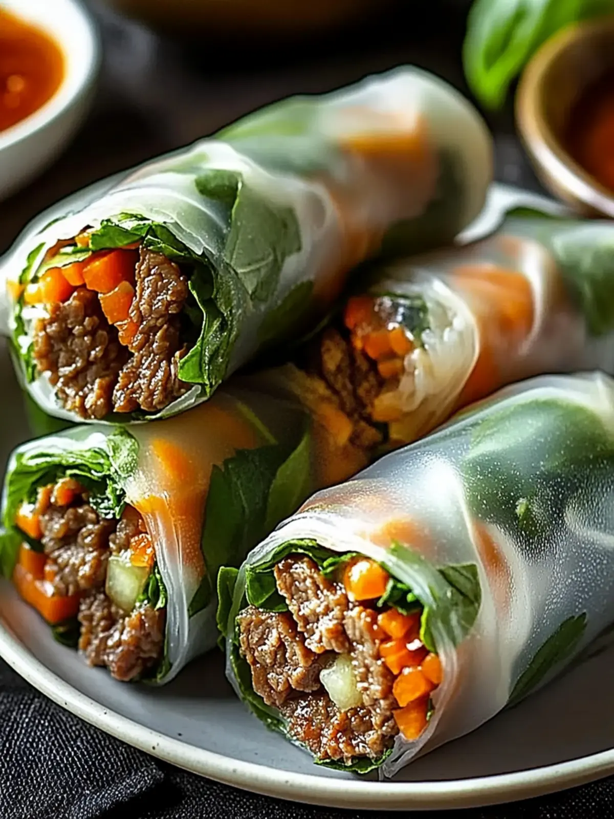 Thai Basil Beef Rolls Wraps