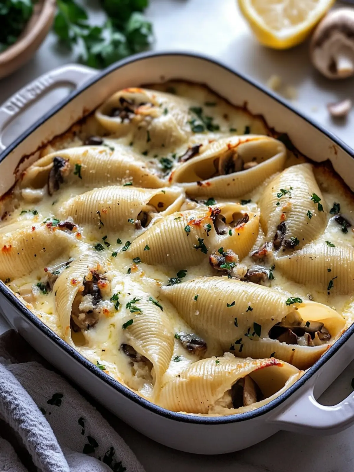 Creamy Garlic Mushroom Stuffed Shells