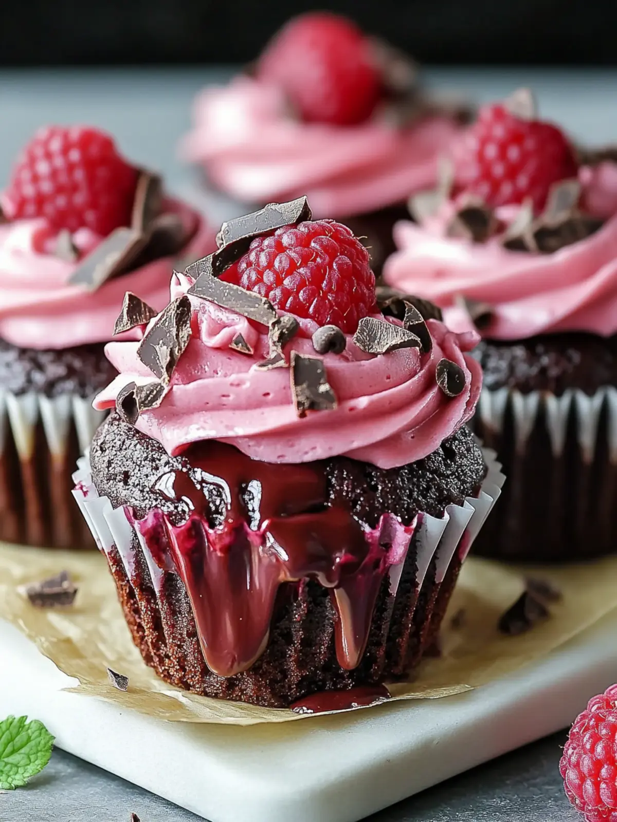 Raspberry Chocolate Lava Cupcakes