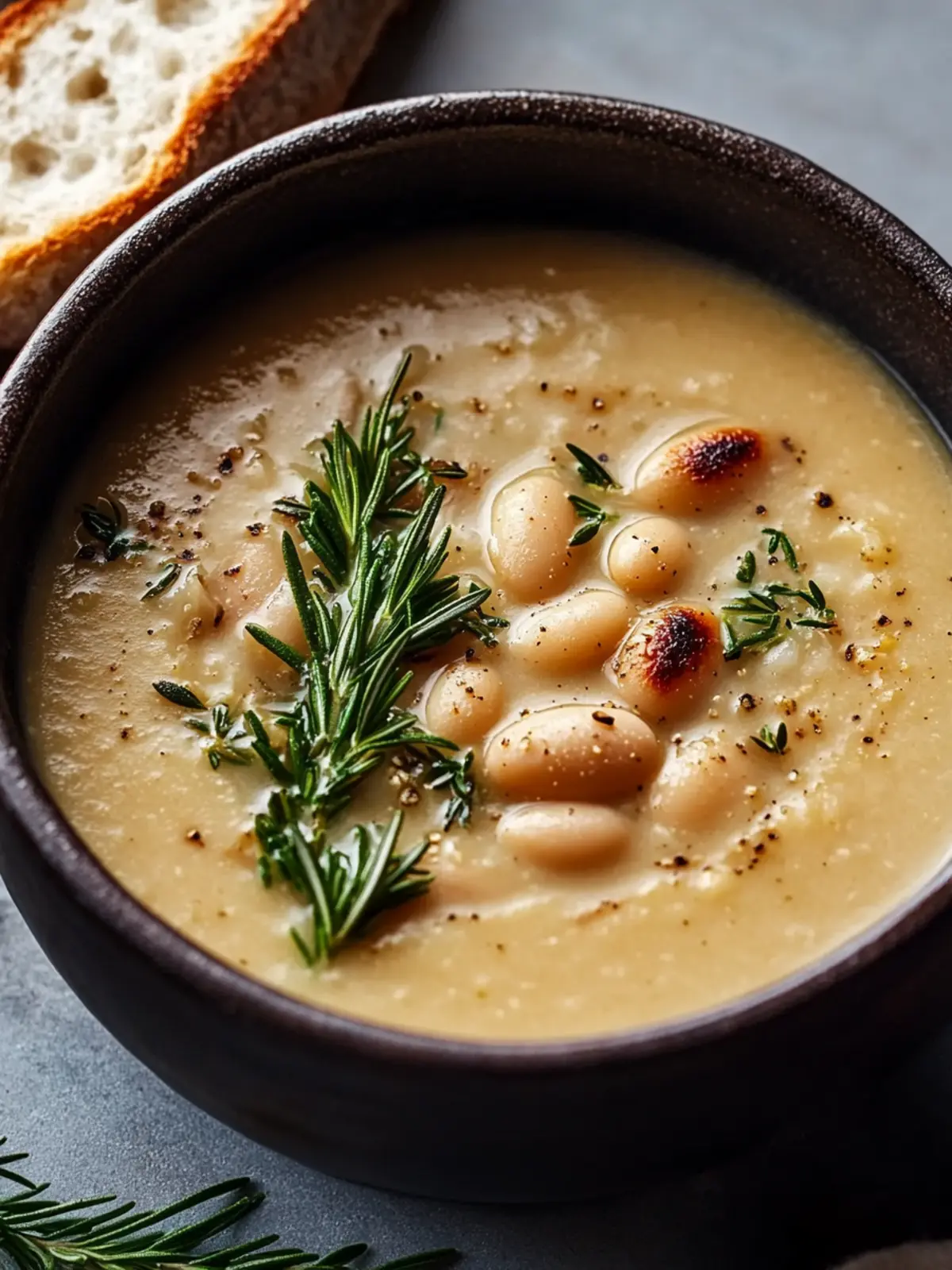 Rosemary and Roasted Garlic White Bean Soup