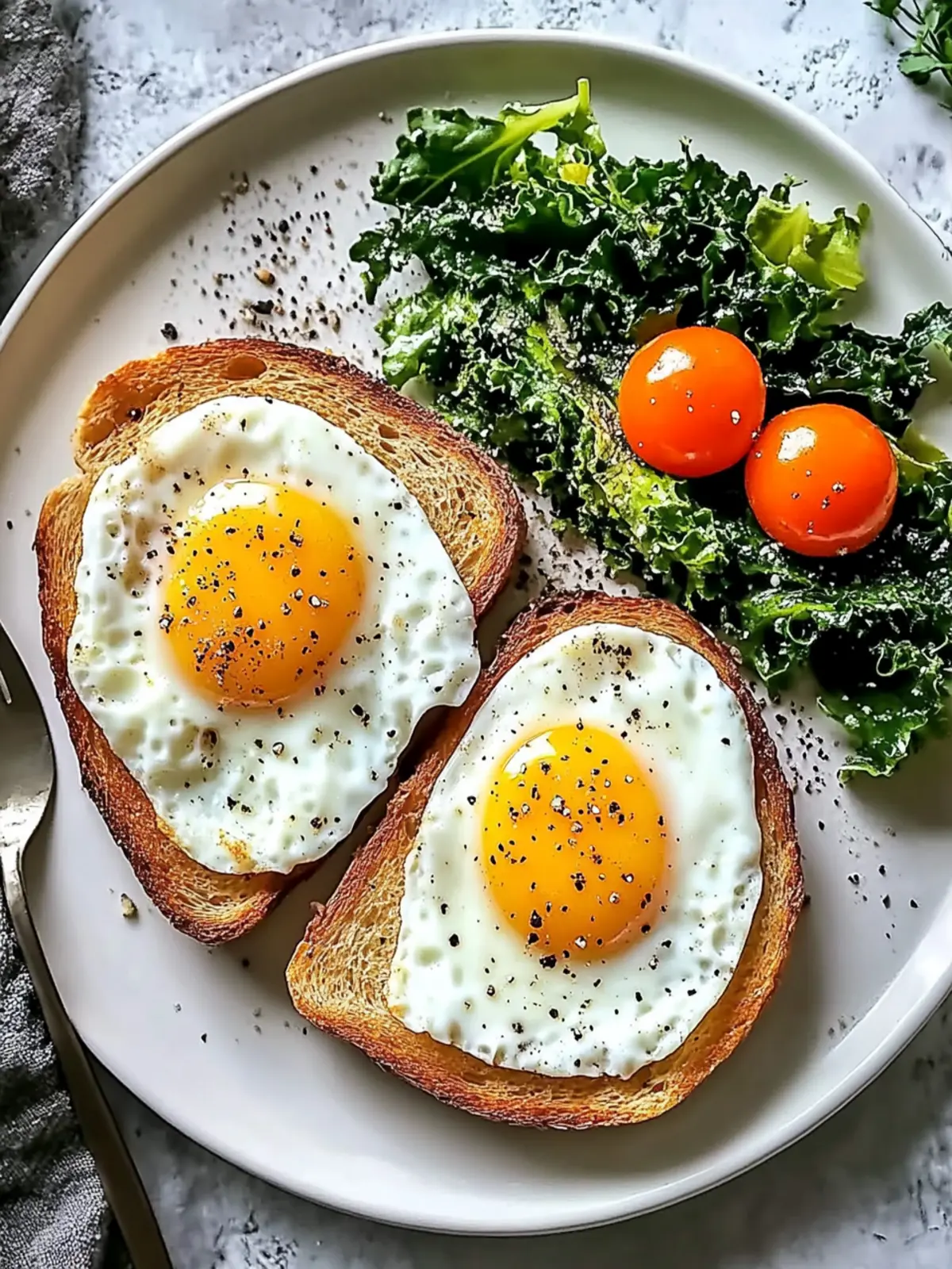 Savory Breakfast Plate with Soft Eggs, Toast & Greens Recipe