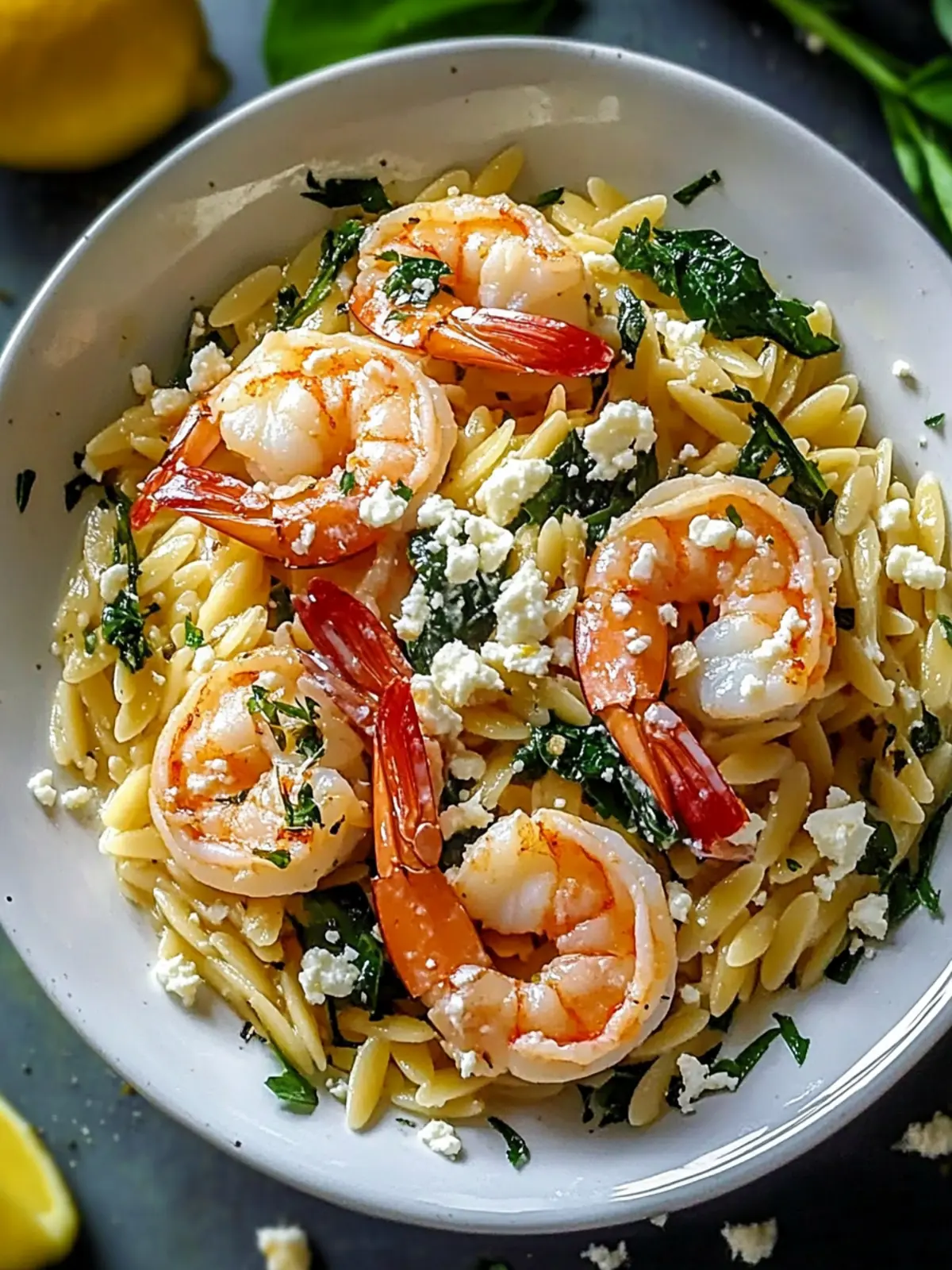 Lemon Feta Orzo Shrimp