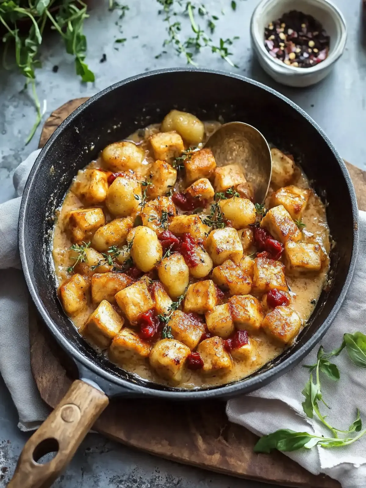 Marry Me Crispy Tofu with Gnocchi