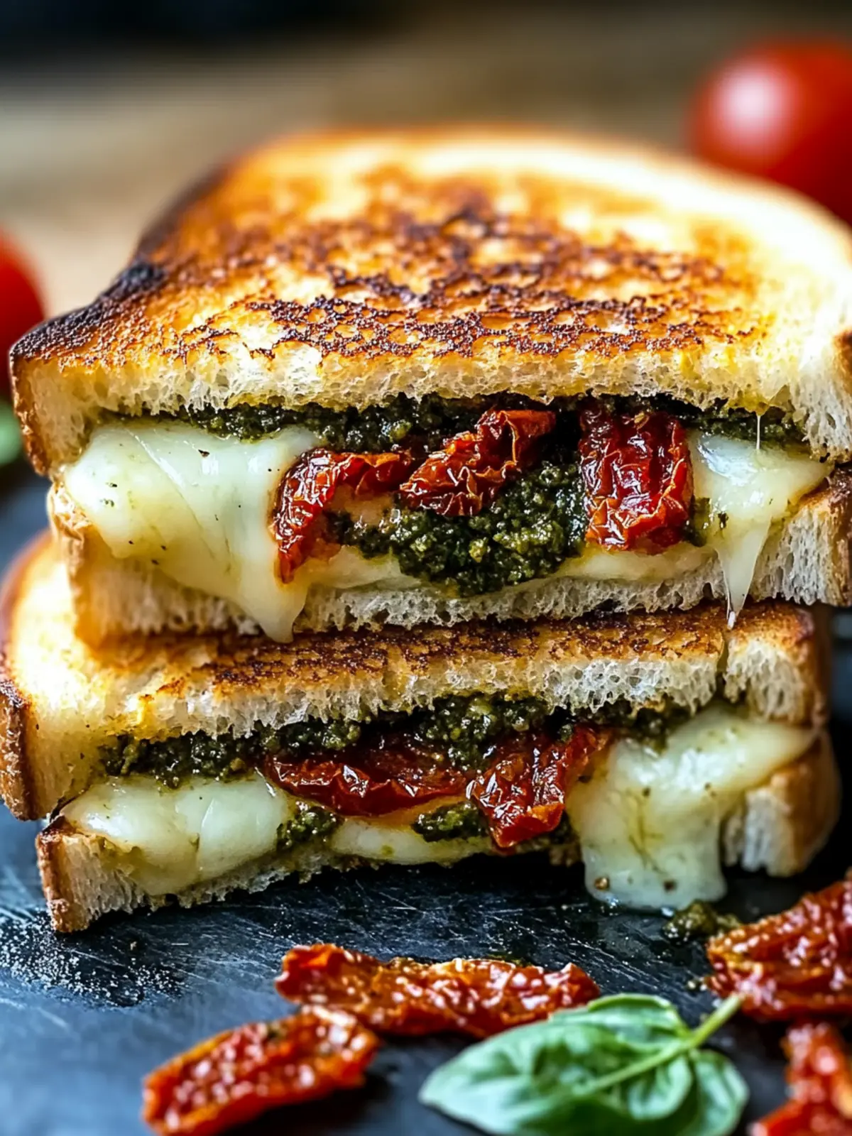 Sun-Dried Tomato Bacon Pesto Grilled Cheese