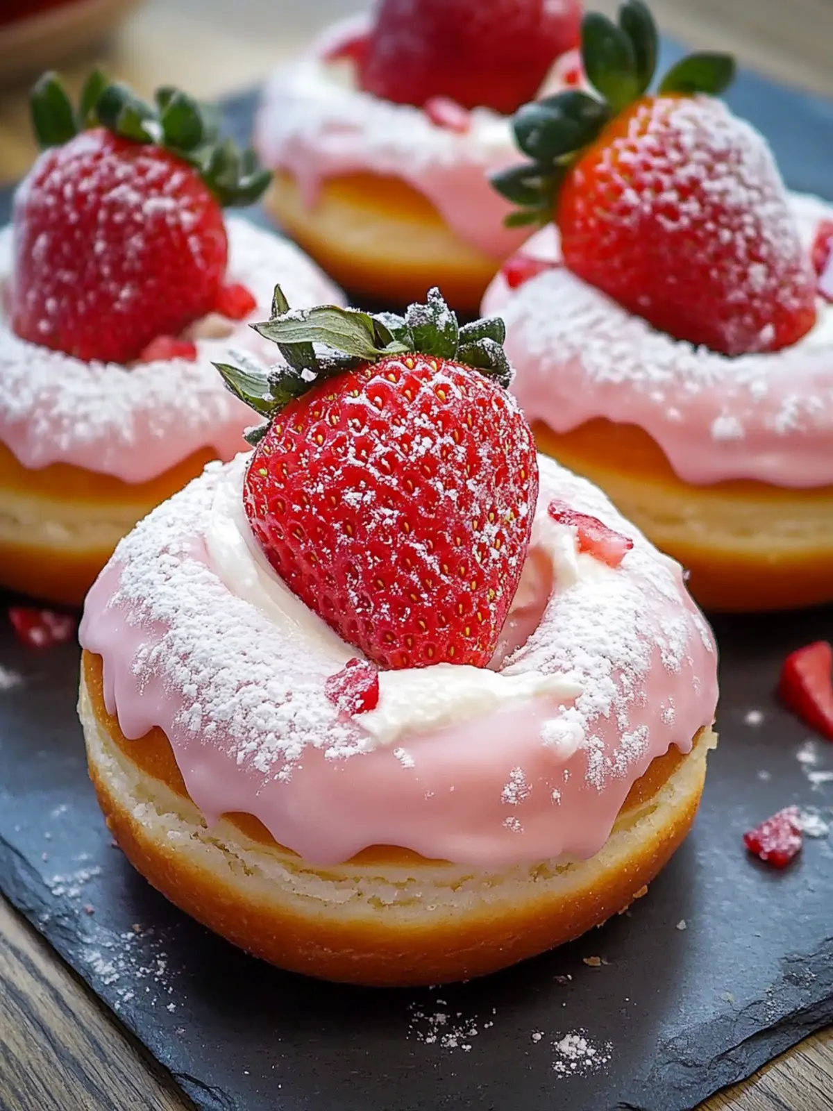 Mouthwatering Strawberry Cream-Filled Doughnuts