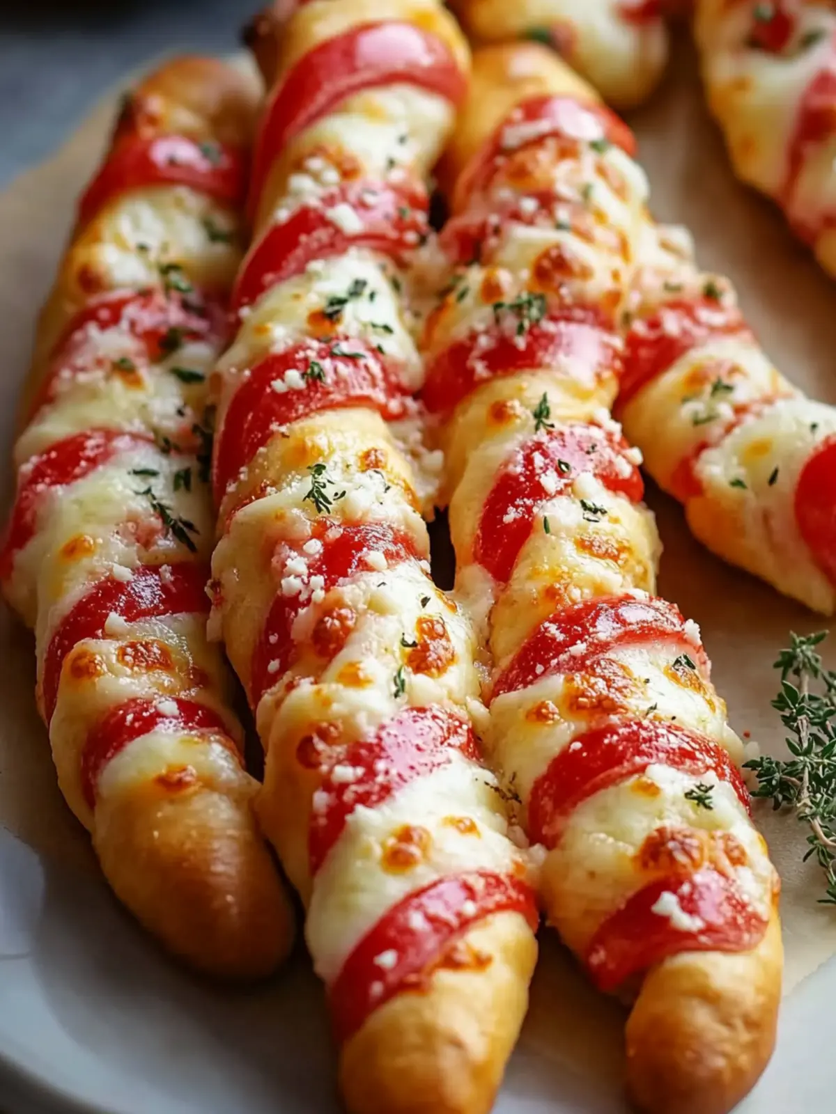 Festive Candy Cane Pizza Breadsticks
