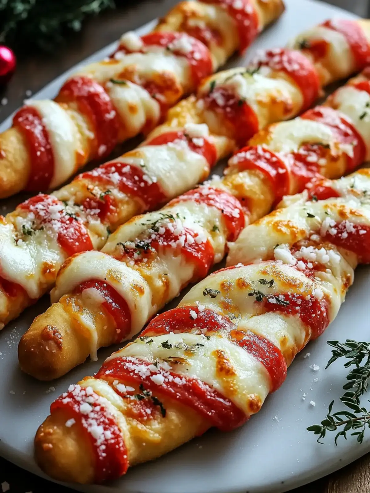 Festive Candy Cane Pizza Breadsticks