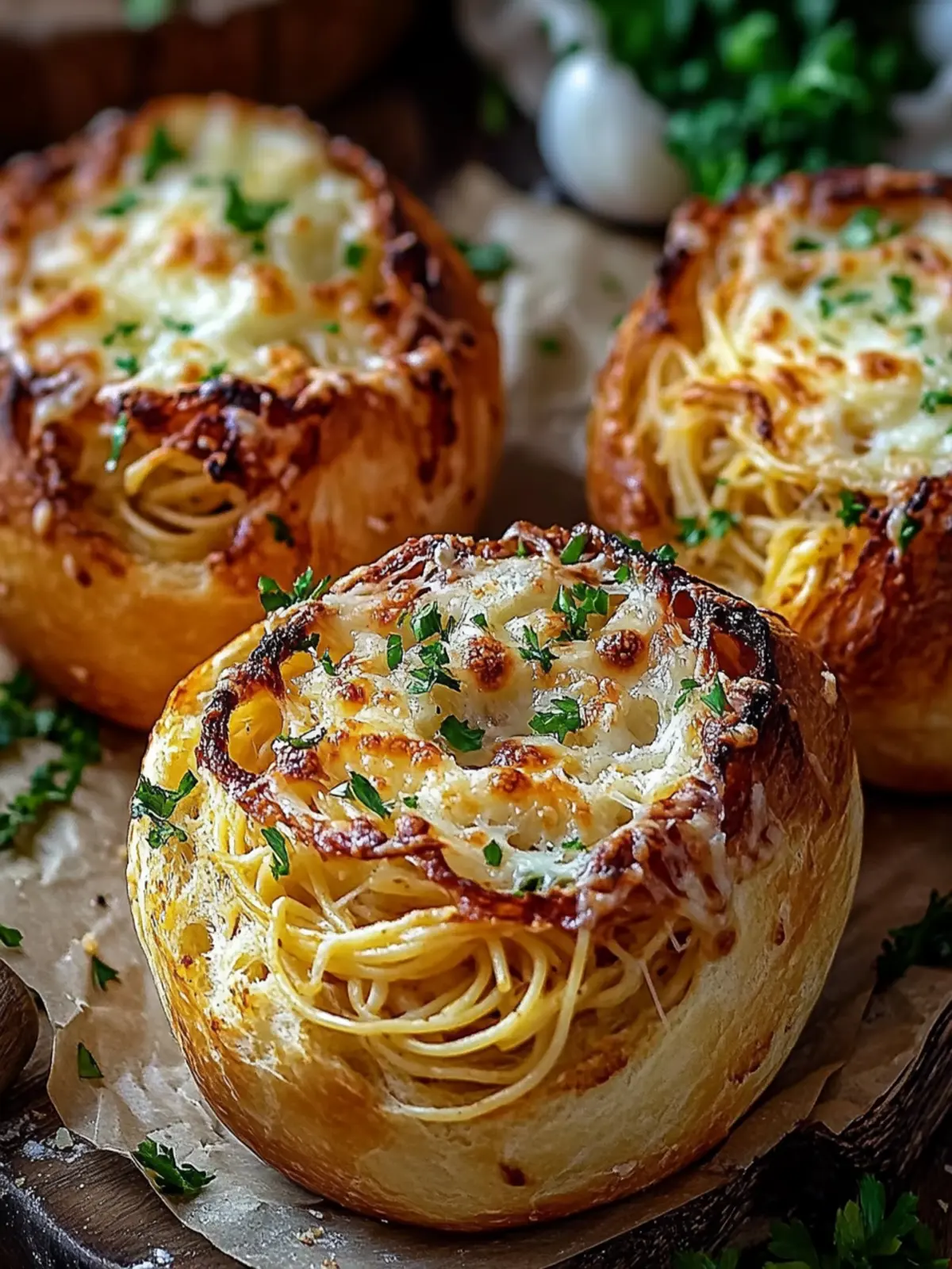 Easy Spaghetti Garlic Bread Bowls
