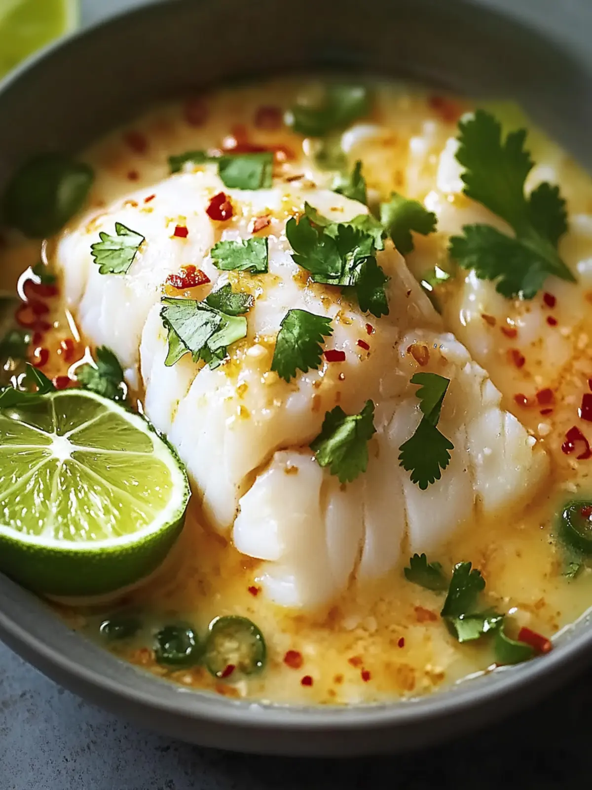 Savory Thai Coconut Lime Poached Cod