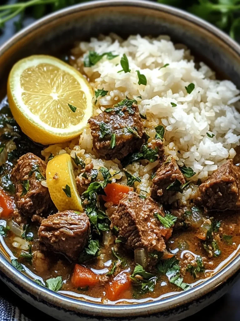 Lemon Herb Beef Stew with Rice